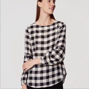 NWT Ann Taylor Loft Gingham Plaid Long Sleeve Blouse XS